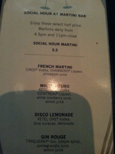 Martini bar menu 1