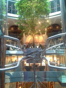 Beautiful sculptural planter in the foyer.